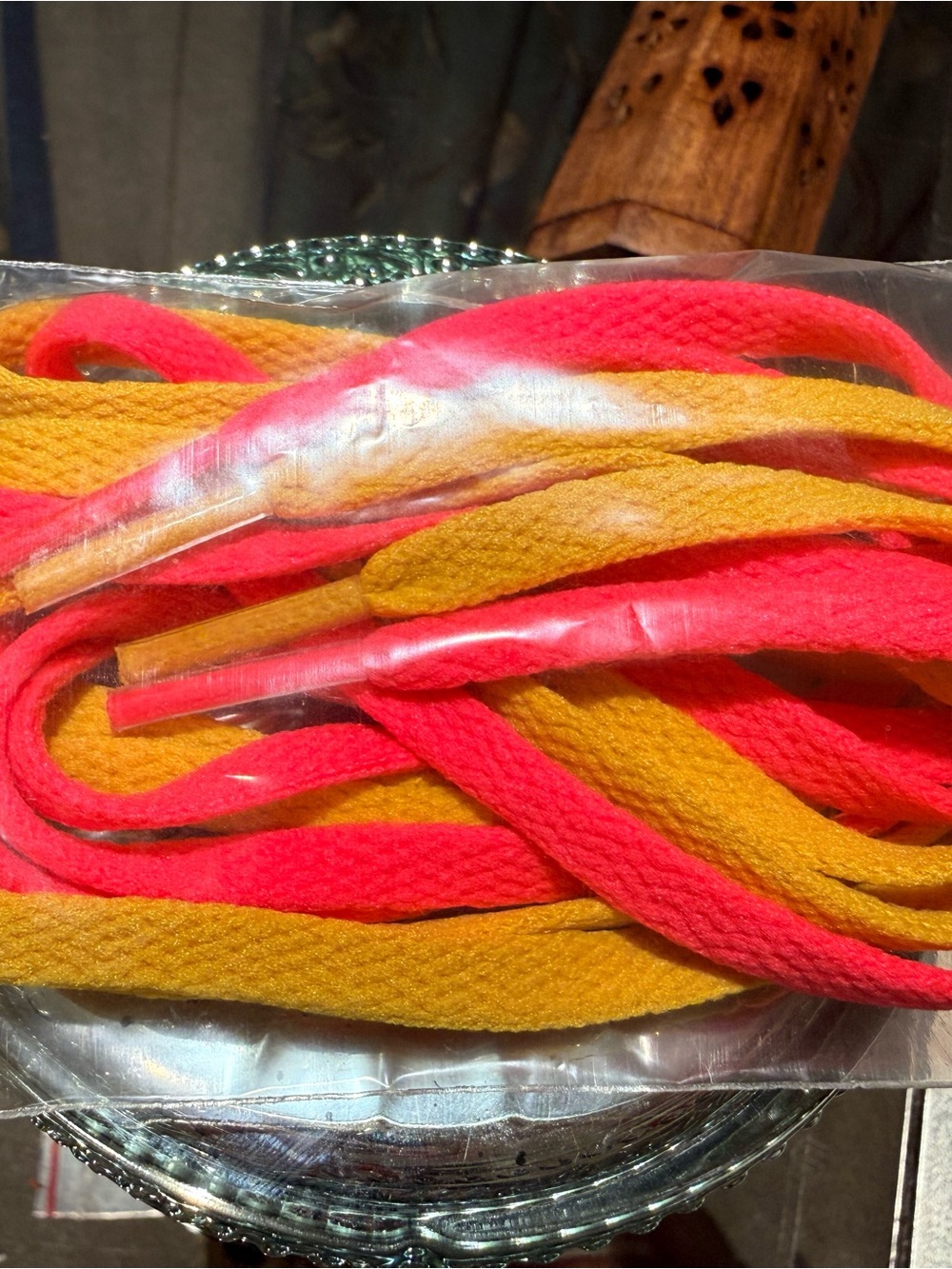 Bright Pink and Mustard Cotton Shoelaces - Women Accessories